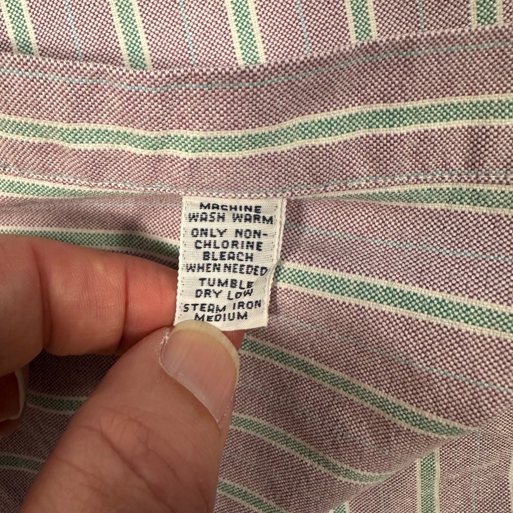 Vintage Polo Ralph Lauren Oxford Shirt Mens L Classic Fit Purple Green Striped - Picture 12 of 13